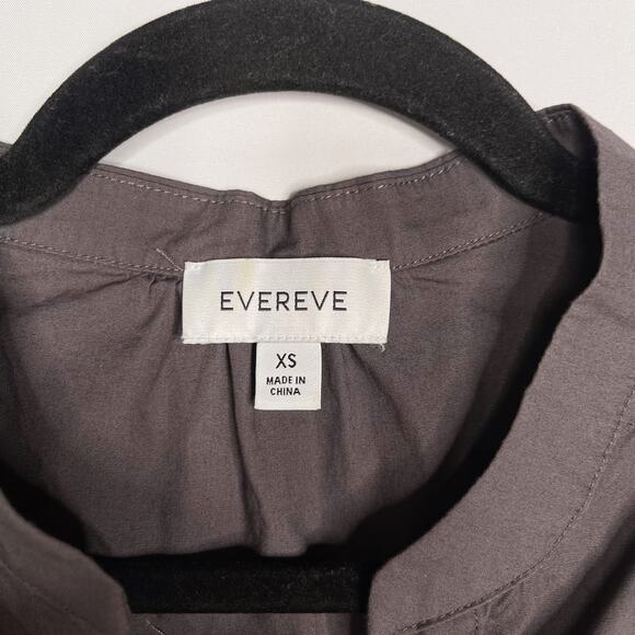 Evereve XSmall Gray Cotton Poplin Top Half Button Front Bishop Collar Sleeveless - Picture 5 of 7